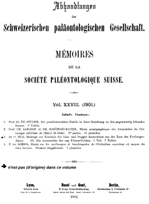 Étude monographique des ammonites du crétacique inférieur de Châtel-Saint-Denis. Étude monographique des ammonites du crétacique inférieur de Châtel-Saint-Denis.